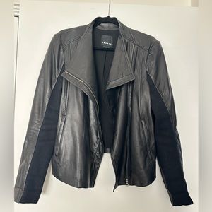 TROUVÉ Black Leather Jacket with Asymmetrical Zip